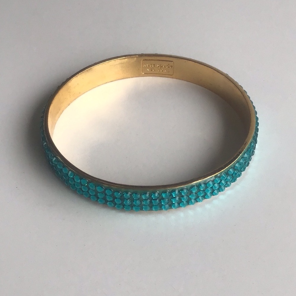 Kate Spade Gold and teal turquoise jewel rhinestone Crystal bangle Bracelet - Picture 5 of 16